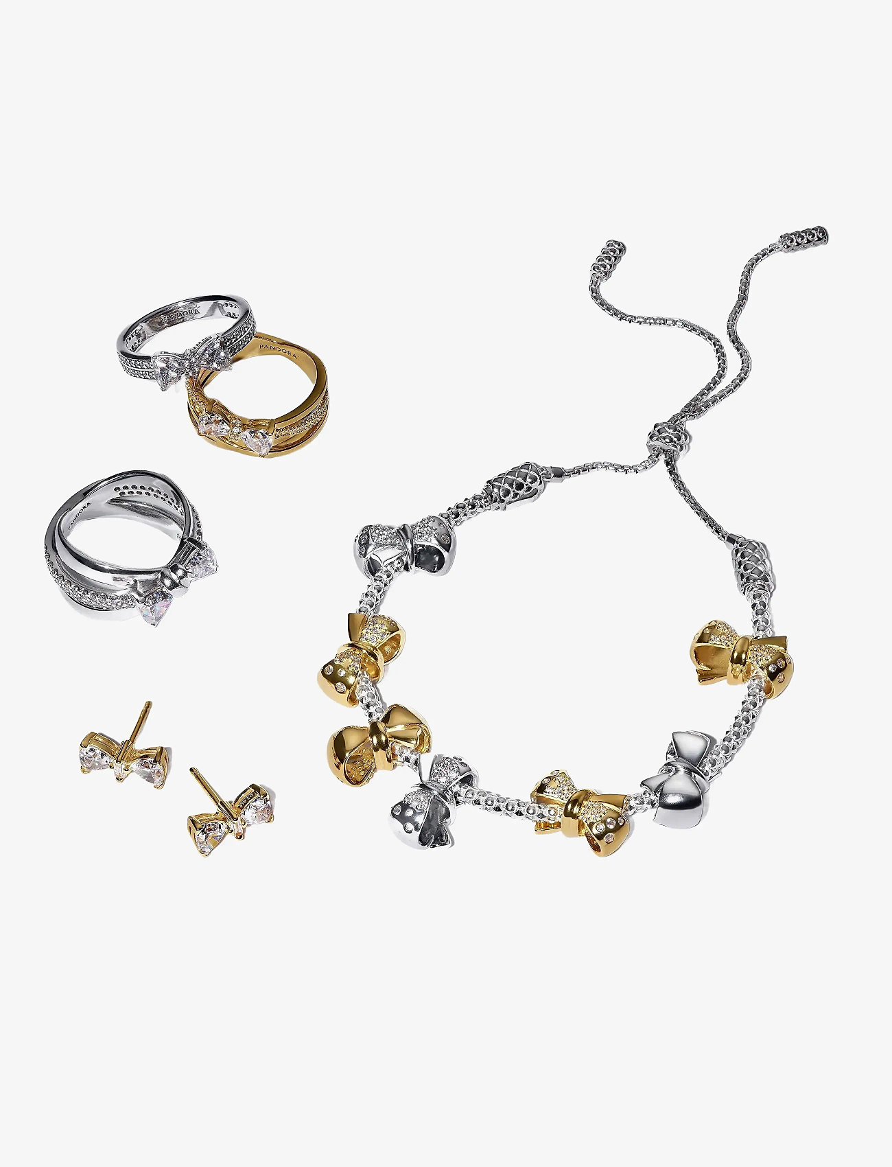 Pandora - Bow 14k gold-plated ring with clear cubic zirconia - rings - clear - 2