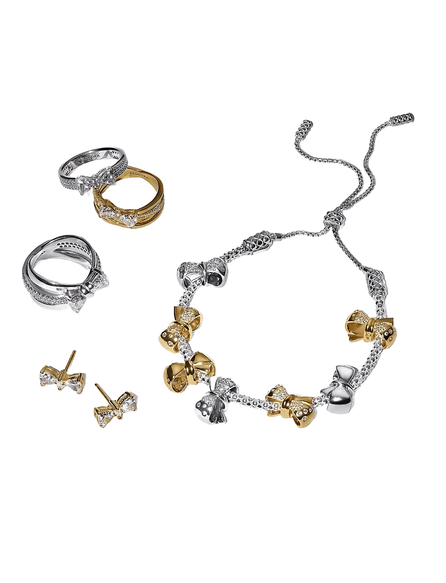 Pandora - Bow 14k gold-plated ring with clear cubic zirconia - hringir - clear - 2