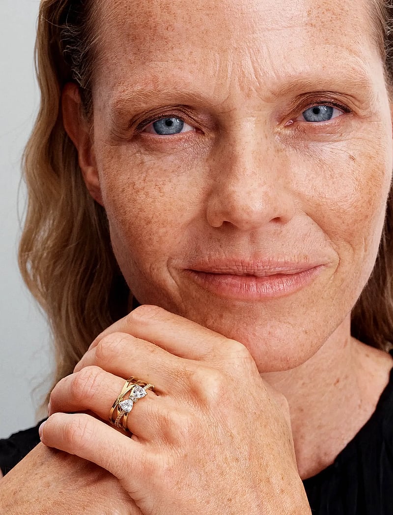 Pandora - Bow 14k gold-plated ring with clear cubic zirconia - ringe - clear - 0