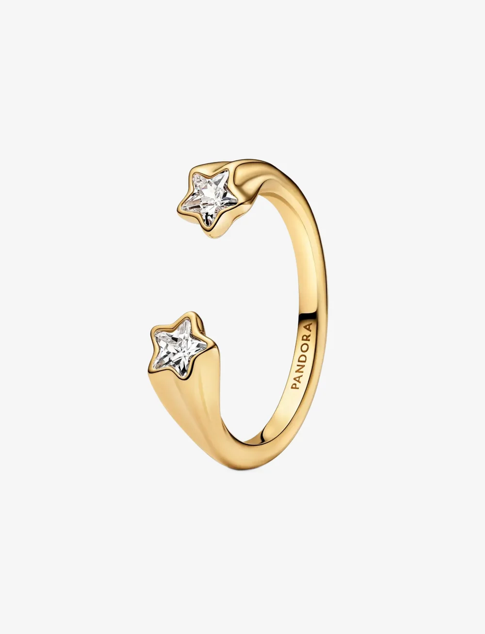 Pandora - Shooting star 14k gold-plated open ring with clear cubic zirconia - gredzeni - clear - 1