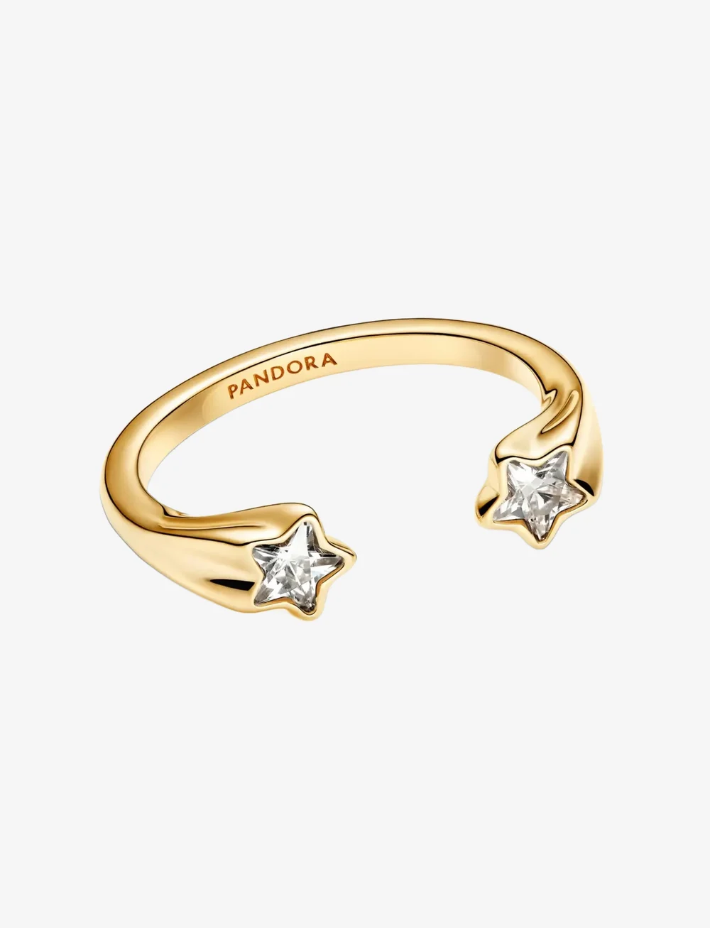 Pandora - Shooting star 14k gold-plated open ring with clear cubic zirconia - gredzeni - clear - 2