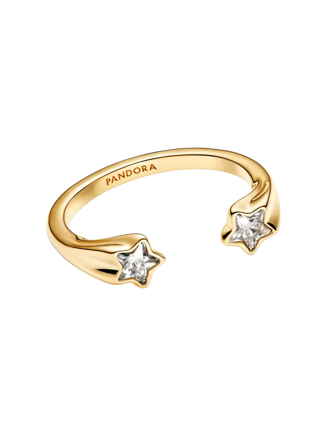 Pandora - Shooting star 14k gold-plated open ring with clear cubic zirconia - ringe - clear - 2