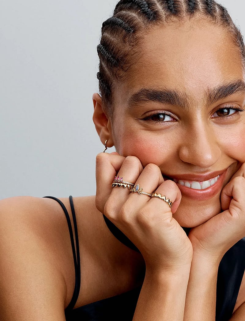 Pandora - Disney Rapunzel 14k gold-plated tiara ring with phlox pink crystal and clear cubic zirconia - bagues - pink - 3