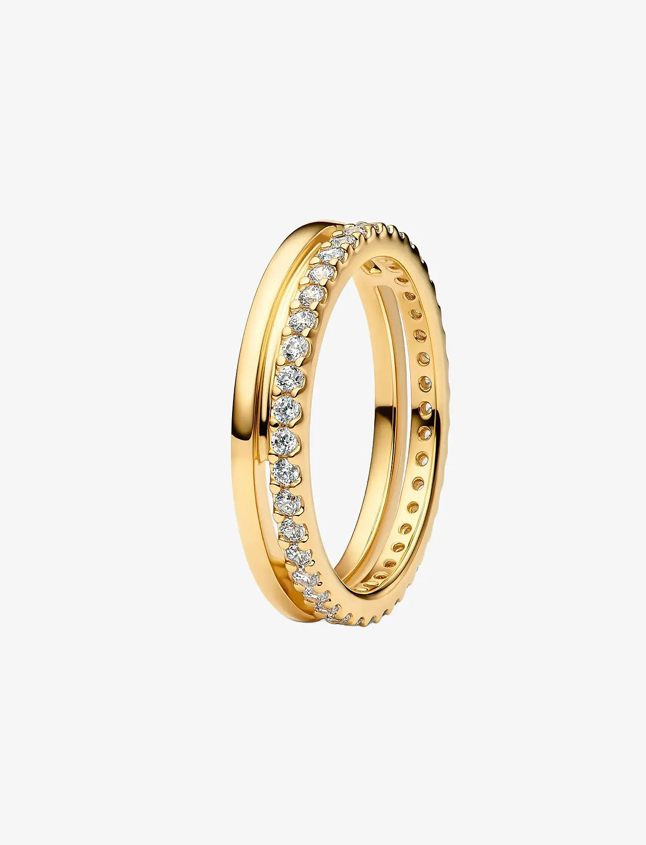 Pandora - 14k Gold-plated ring with clear cubic zirconia - ringar - clear - 1