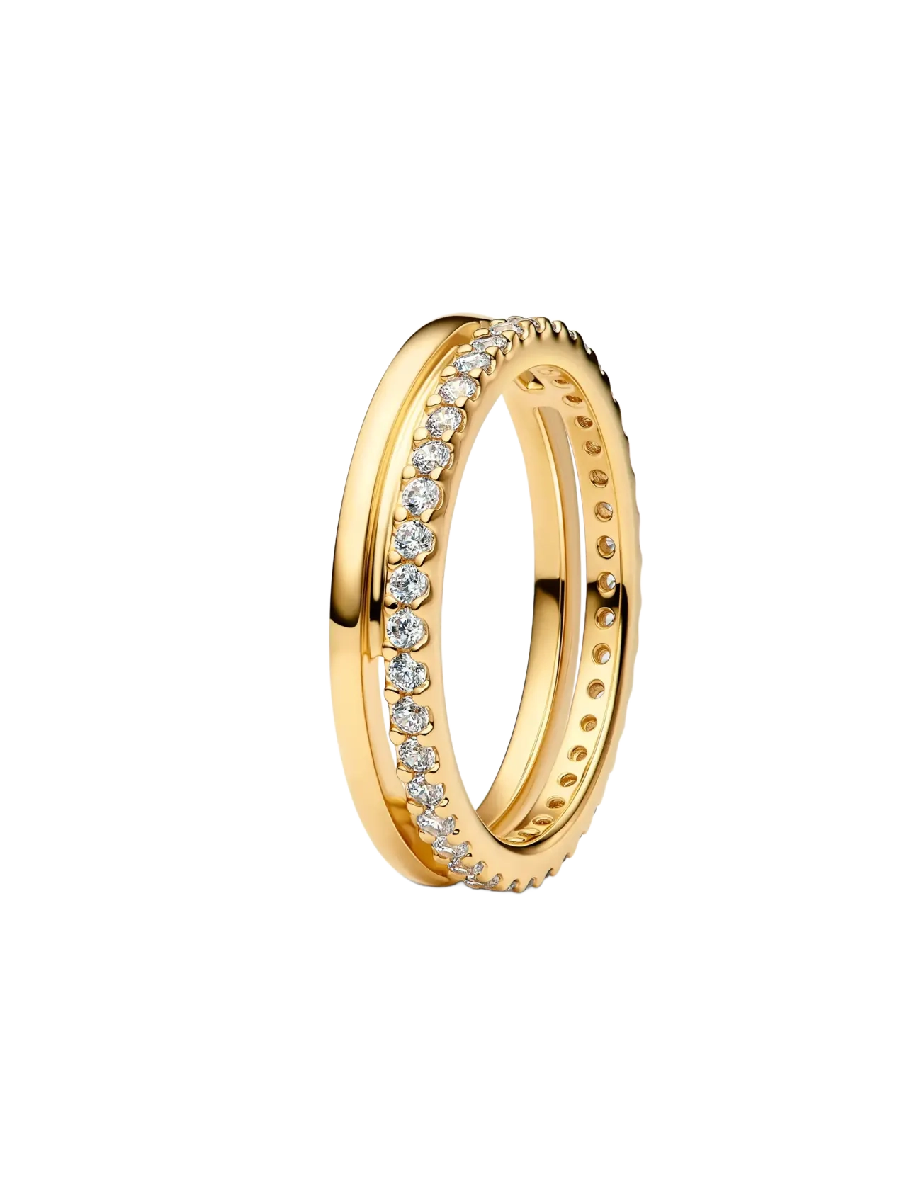 Pandora 14k Gold-plated ring with clear cubic zirconia - Festtøj - CLEAR / undefined
