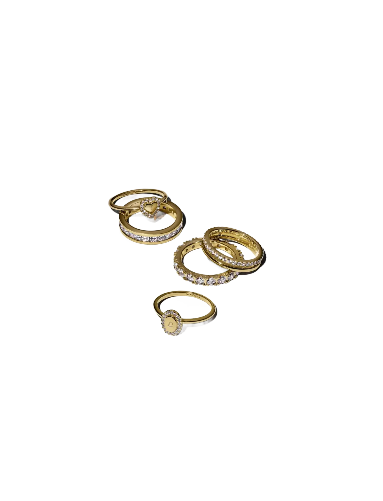 Pandora - Engravable heart 14k gold-plated ring with clear cubic zirconia - ringe - clear - 2