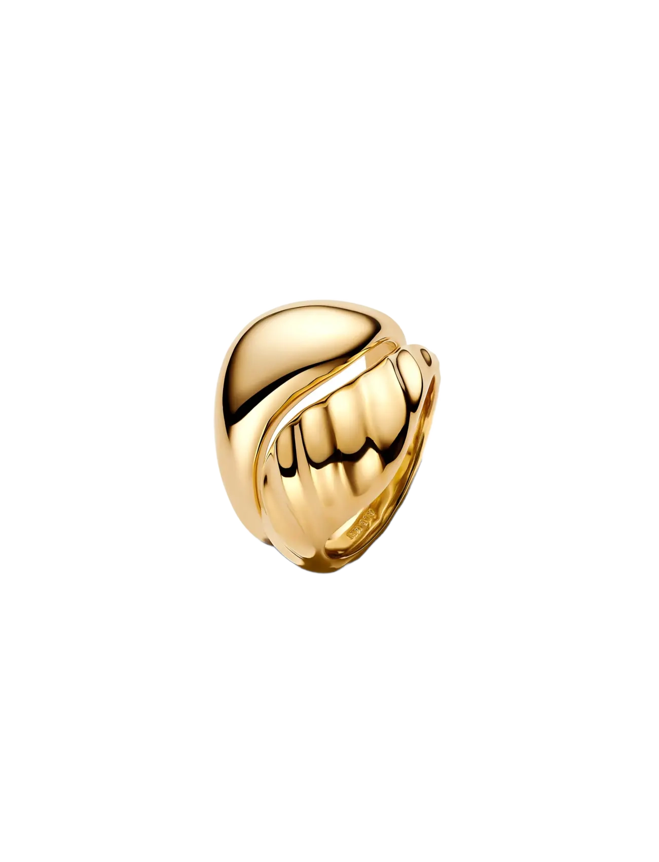 Pandora - Rippled 14k gold-plated ring set - sormukset - no color - 1