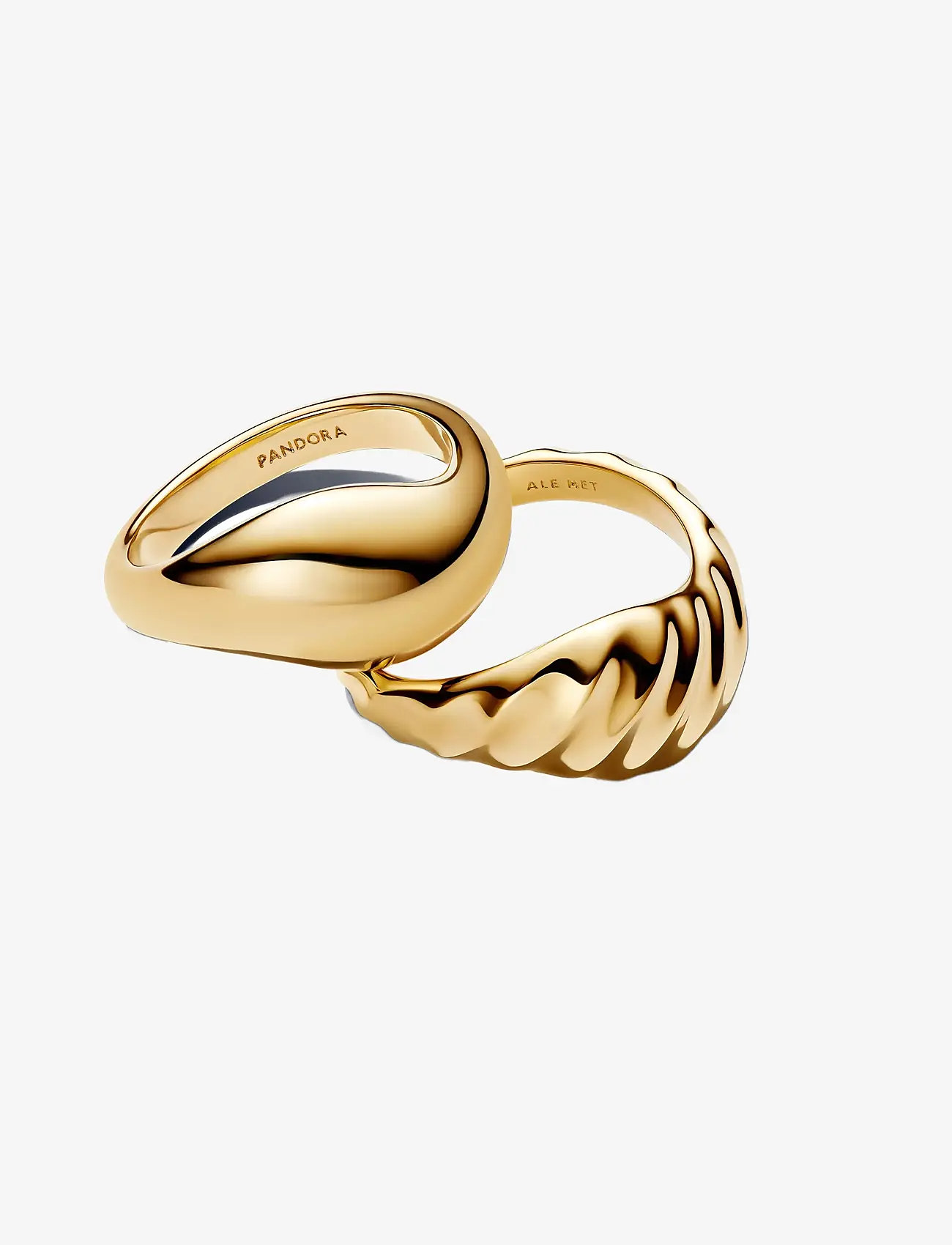 Pandora - Rippled 14k gold-plated ring set - ringe - no color - 2