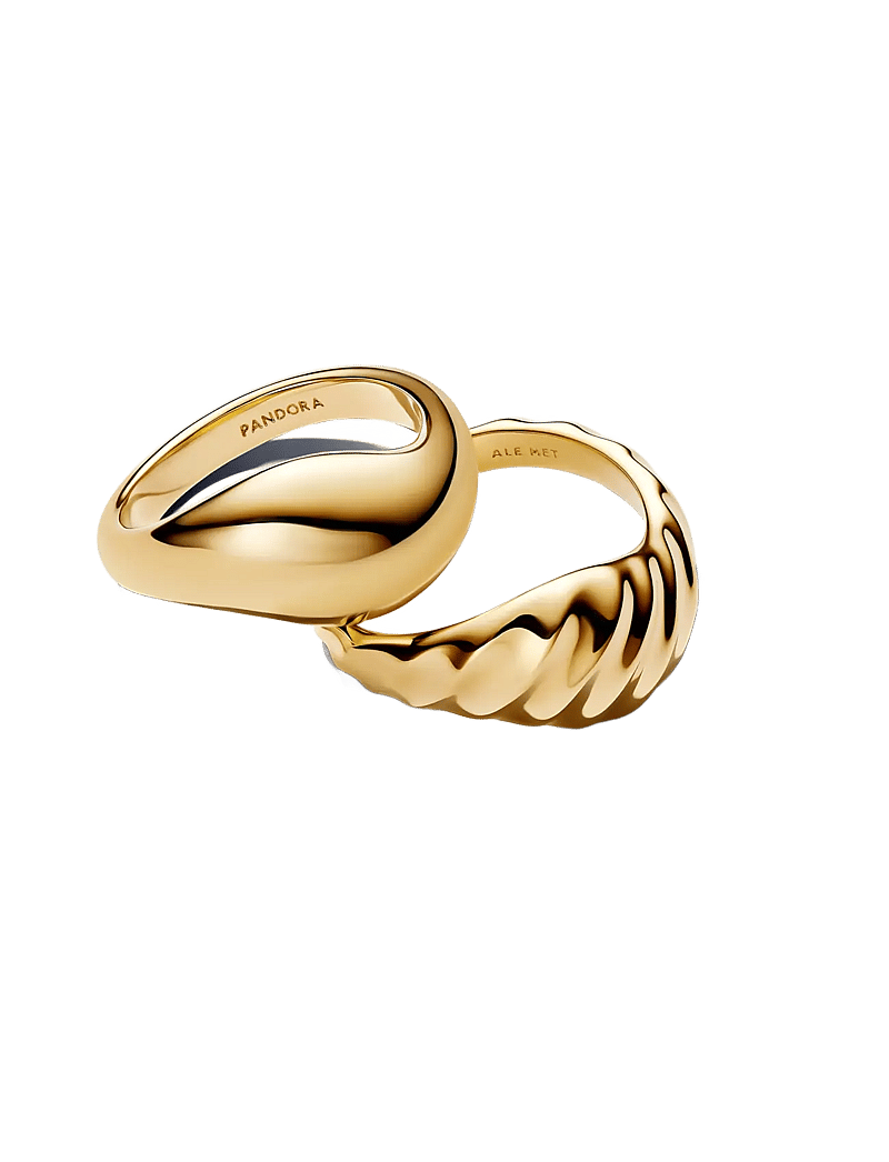 Pandora - Rippled 14k gold-plated ring set - bagues - no color - 2