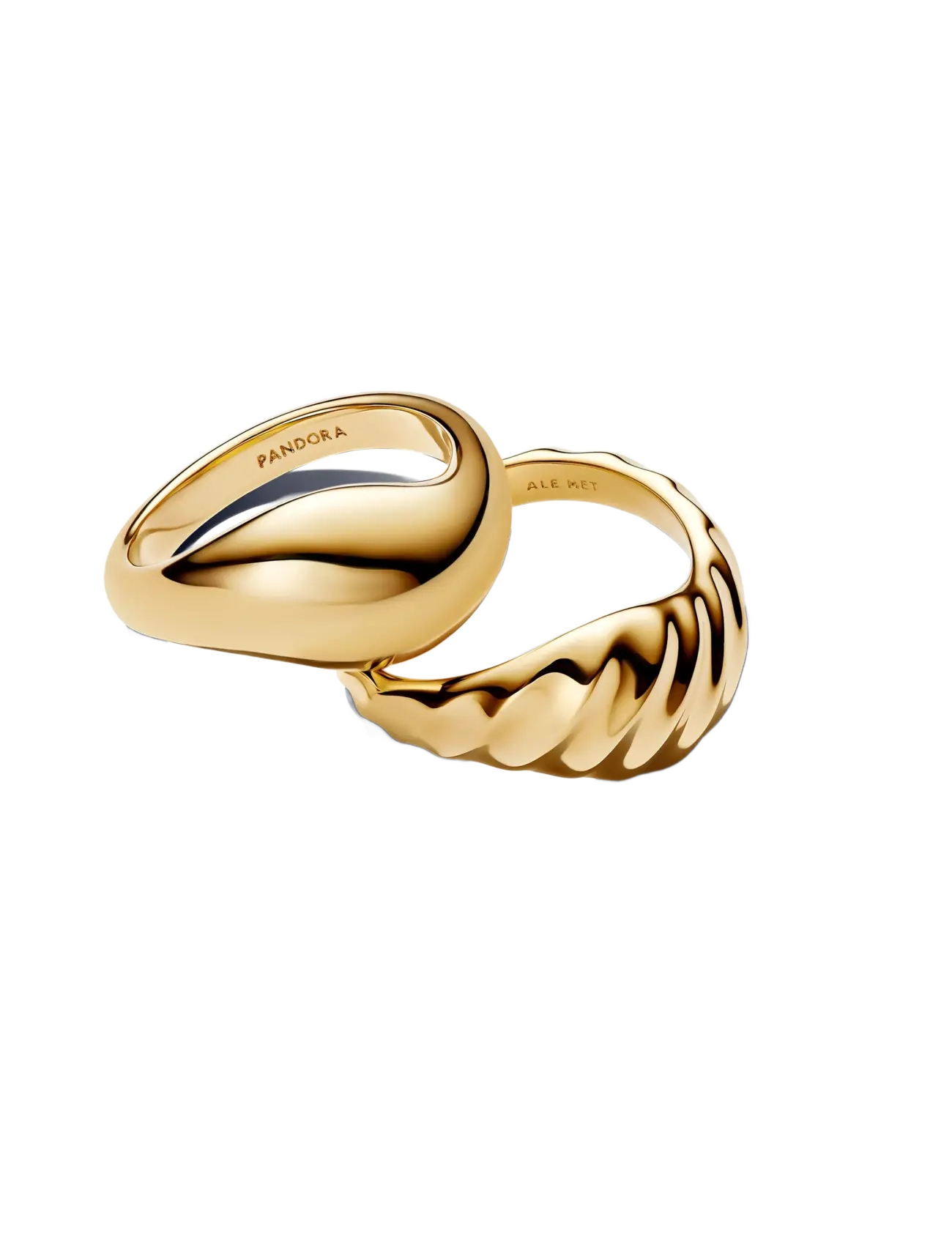 Pandora - Rippled 14k gold-plated ring set - sormukset - no color - 2