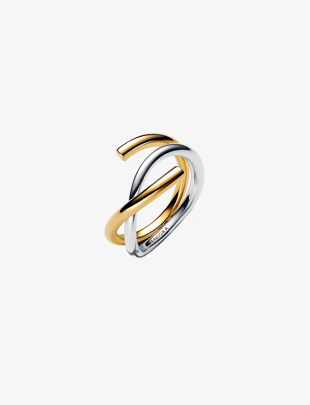 Pandora - Organically shaped sterling silver and 14k gold-plated ring - ringar - no color - 1