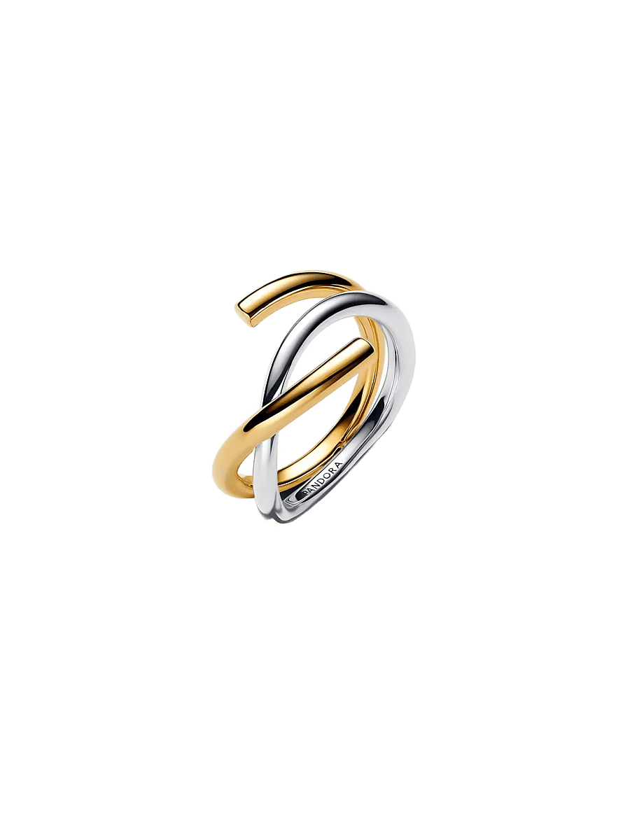 Pandora - Organically shaped sterling silver and 14k gold-plated ring - ringe - no color - 1