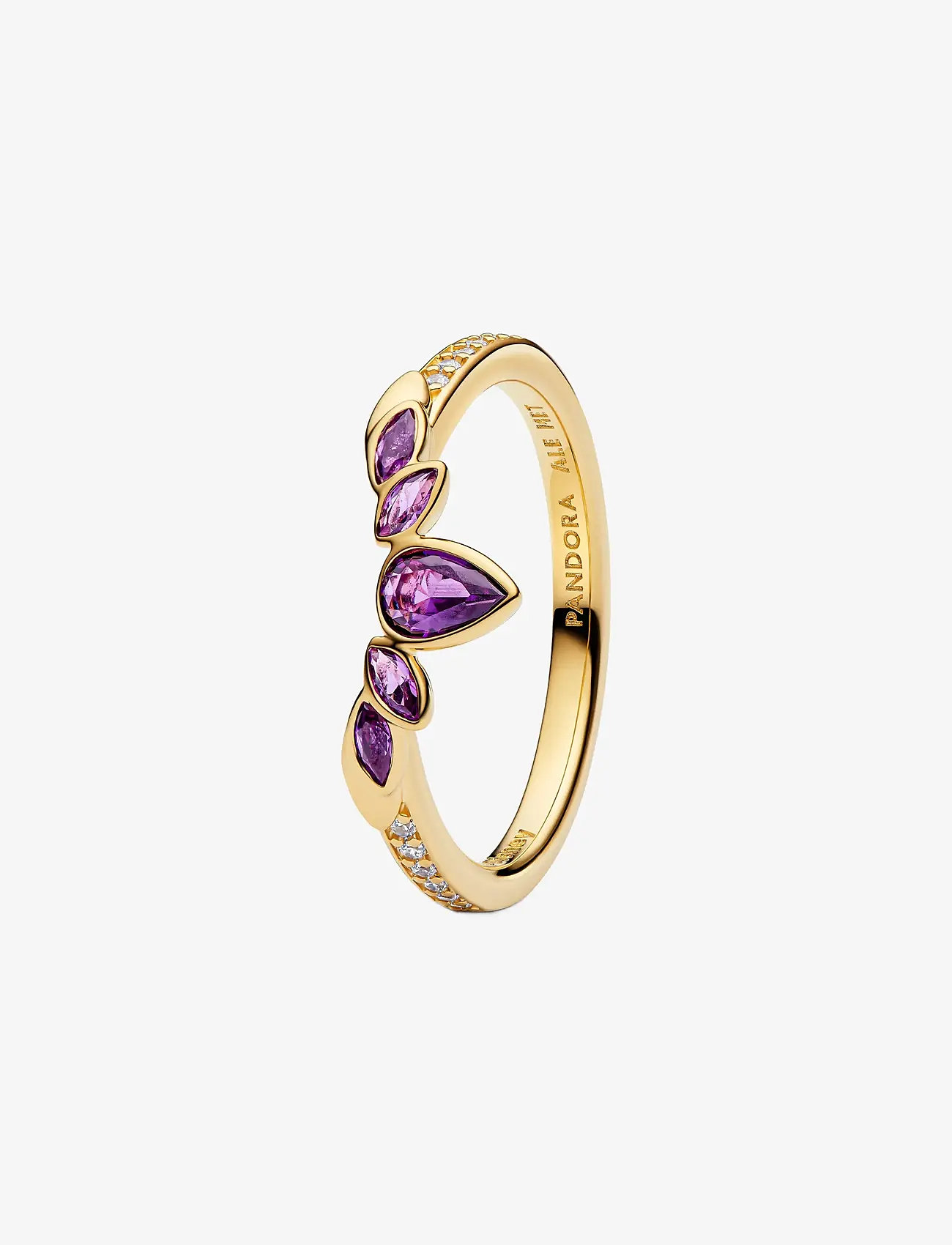 Pandora - Disney Frozen Anna 14k gold-plated ring with violet purple crystal and clear cubic zirconia - ringar - purple - 1