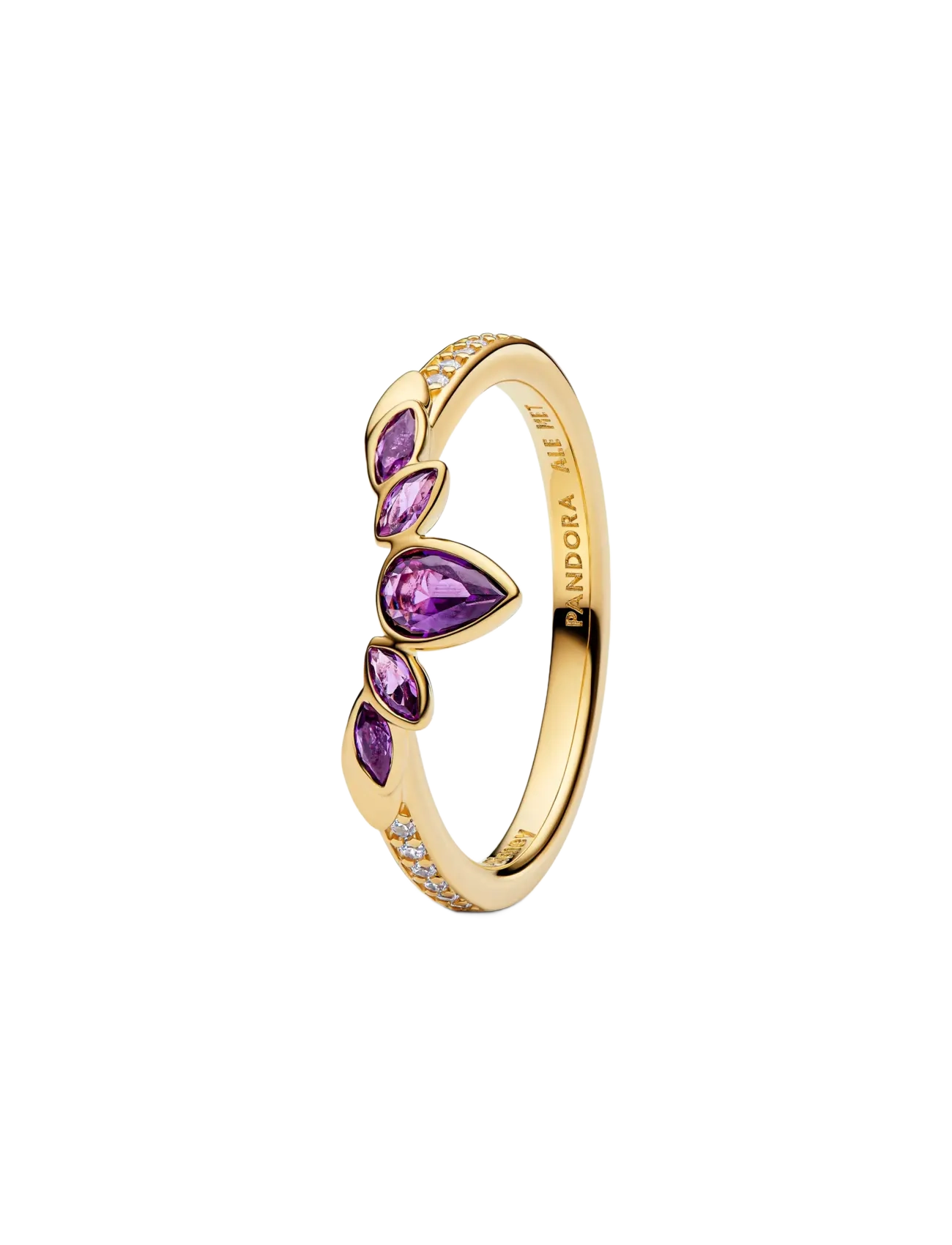 Pandora Disney Frozen Anna 14k gold-plated ring with violet purple crystal and clear cubic zirconia - Samarbejder - PURPLE / purple