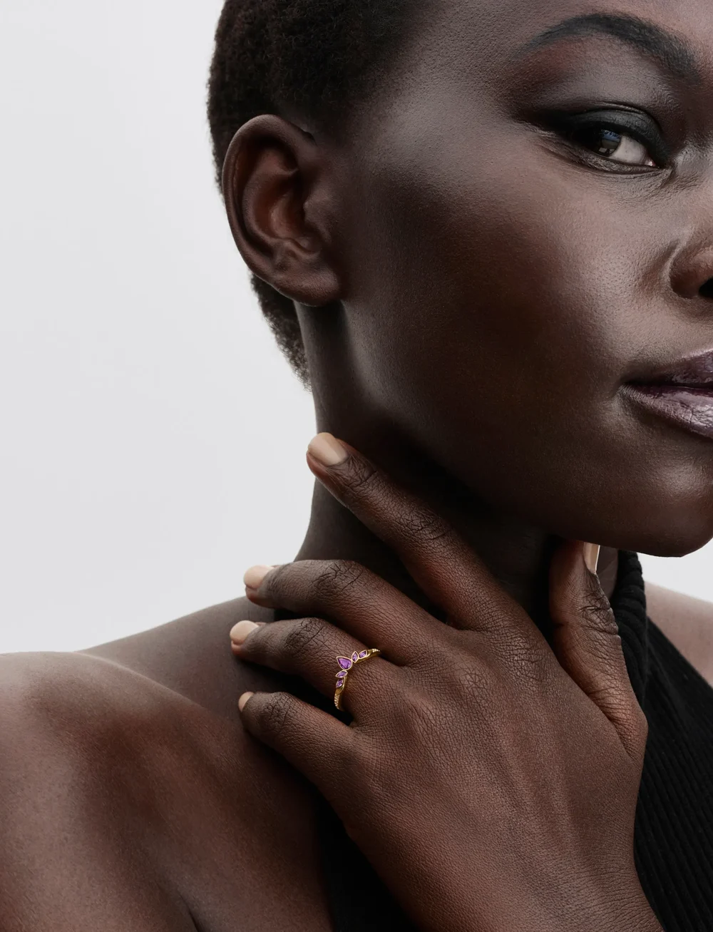 Pandora - Disney Frozen Anna 14k gold-plated ring with violet purple crystal and clear cubic zirconia - ringe - purple - 0