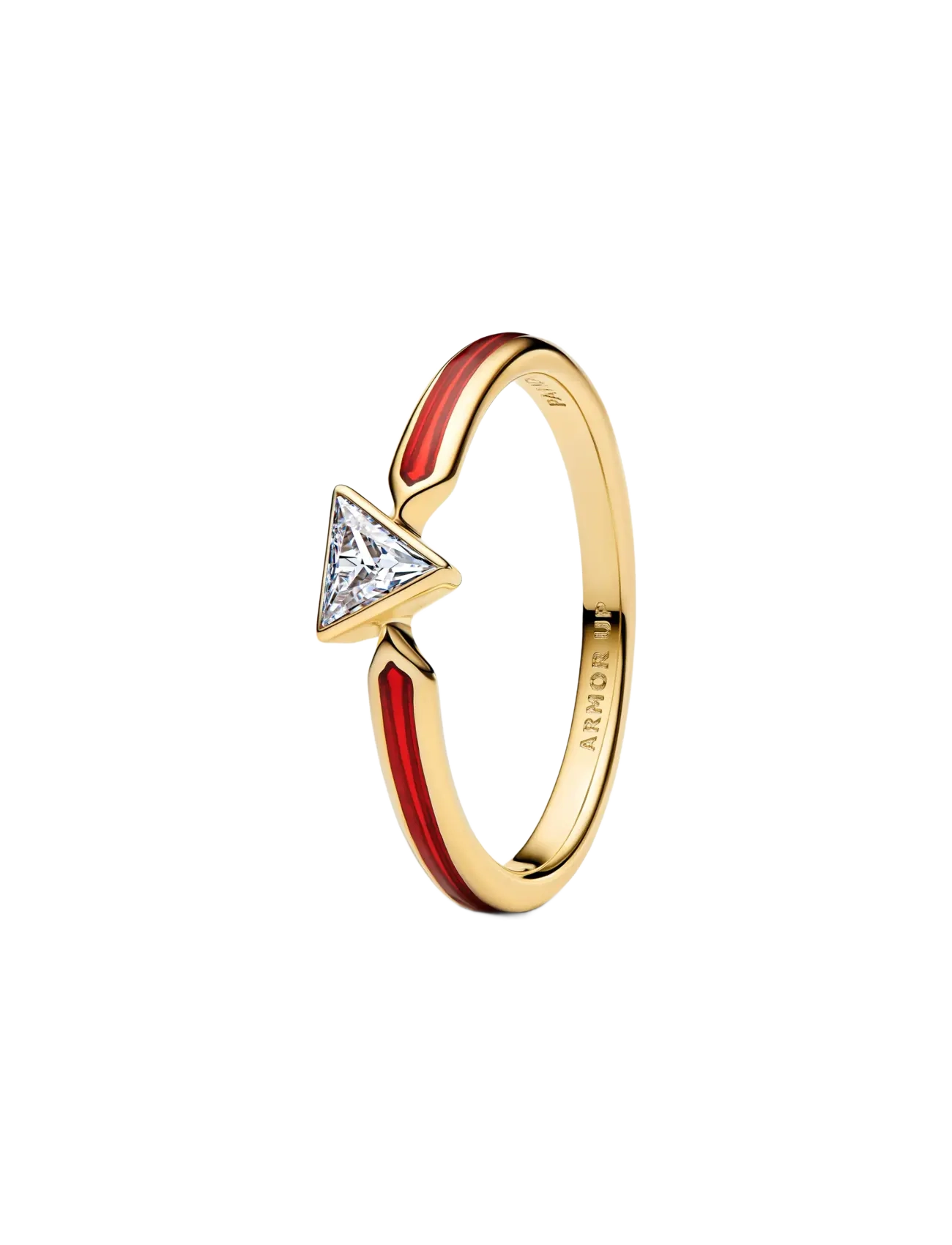 Pandora Marvel Iron Man 14k gold-plated ring with clear cubic zirconia and red enamel - Samarbejder - RED / red