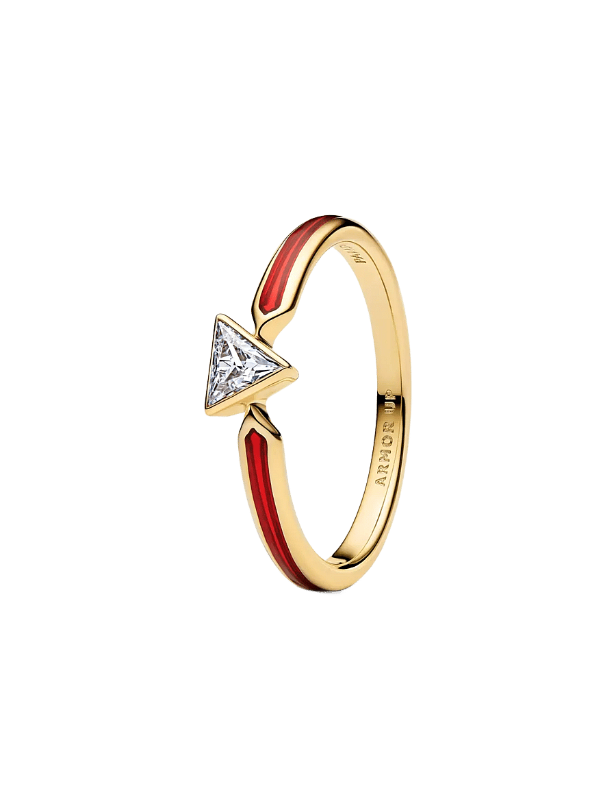Pandora - Marvel Iron Man 14k gold-plated ring with clear cubic zirconia and red enamel - bagues - red - 1