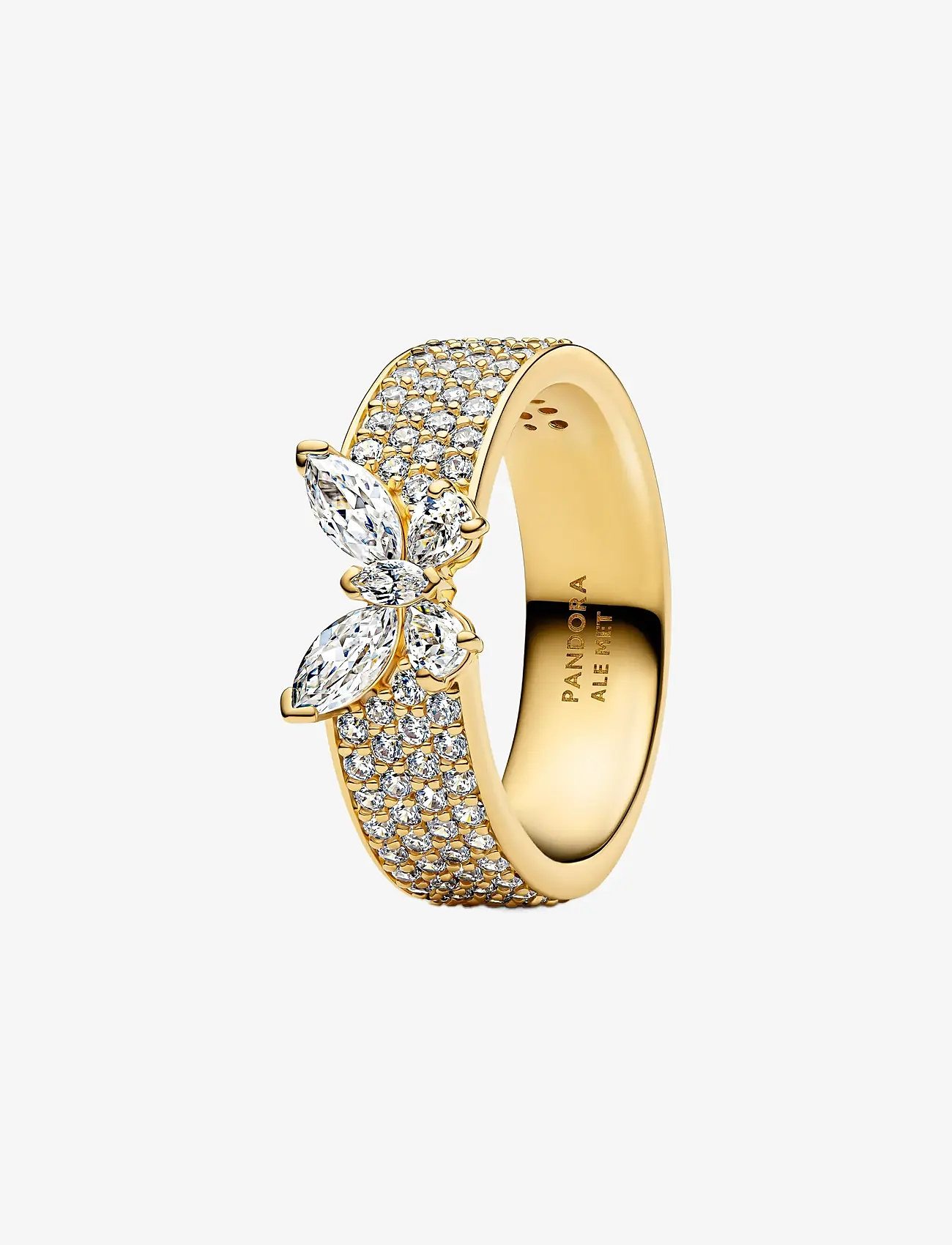 Pandora - Butterfly 14k gold-plated ring with clear cubic zirconia - ringe - clear - 1