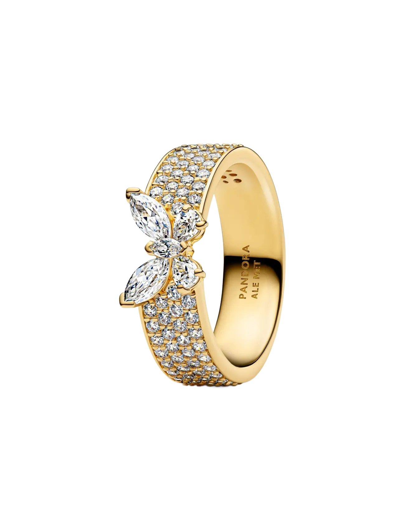 Butterfly 14k gold-plated ring with clear cubic zirconia - CLEAR