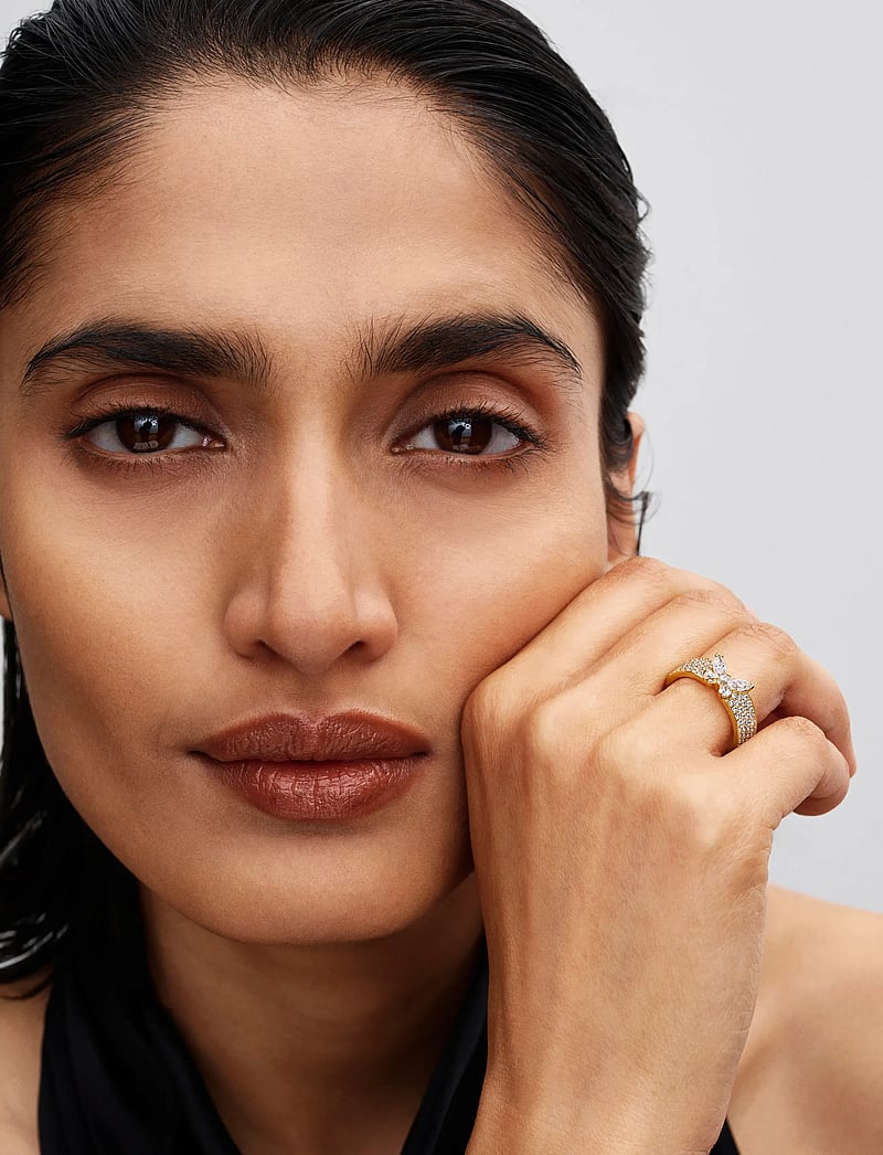 Pandora - Butterfly 14k gold-plated ring with clear cubic zirconia - ringe - clear - 0