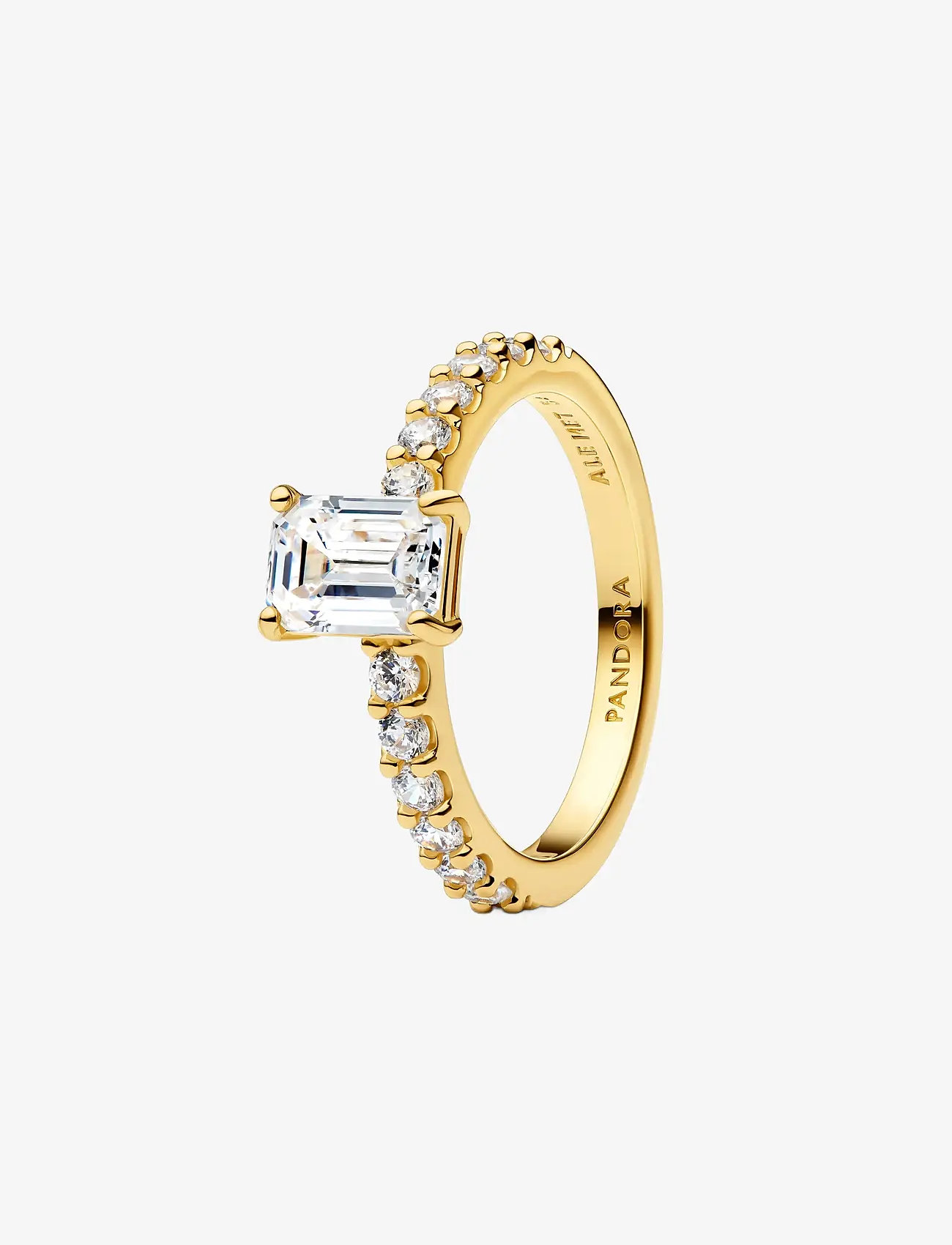 Pandora - Rectangular Sparkling Halo Ring - ringe - clear - 1