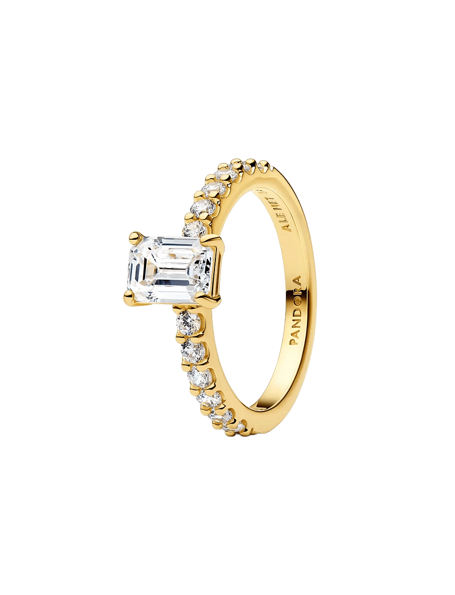 Pandora - 14k gold-plated ring with clear - rings - clear - 1