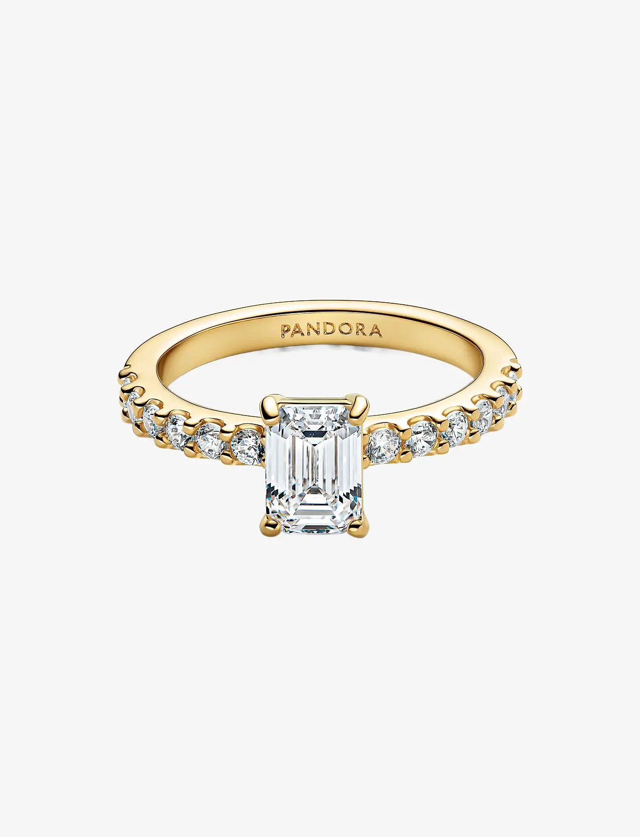Pandora - Rectangular Sparkling Halo Ring - ringe - clear - 2
