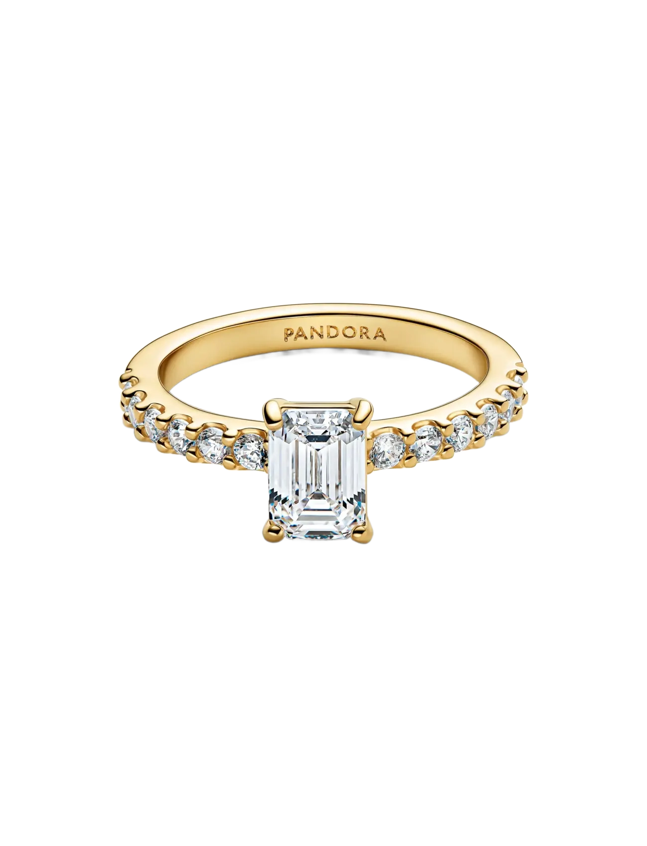 Pandora - Rectangular Sparkling Halo Ring - rings - clear - 2