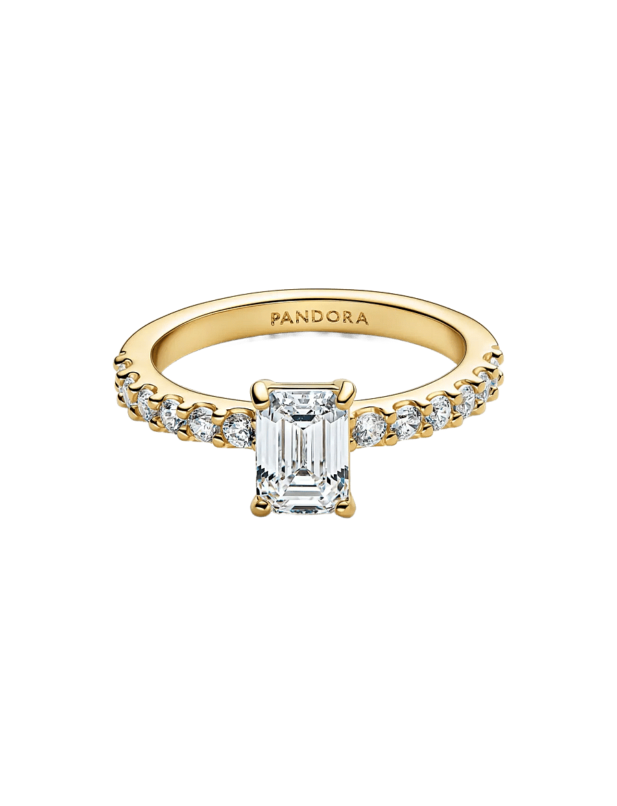 Pandora - 14k gold-plated ring with clear - rings - clear - 2