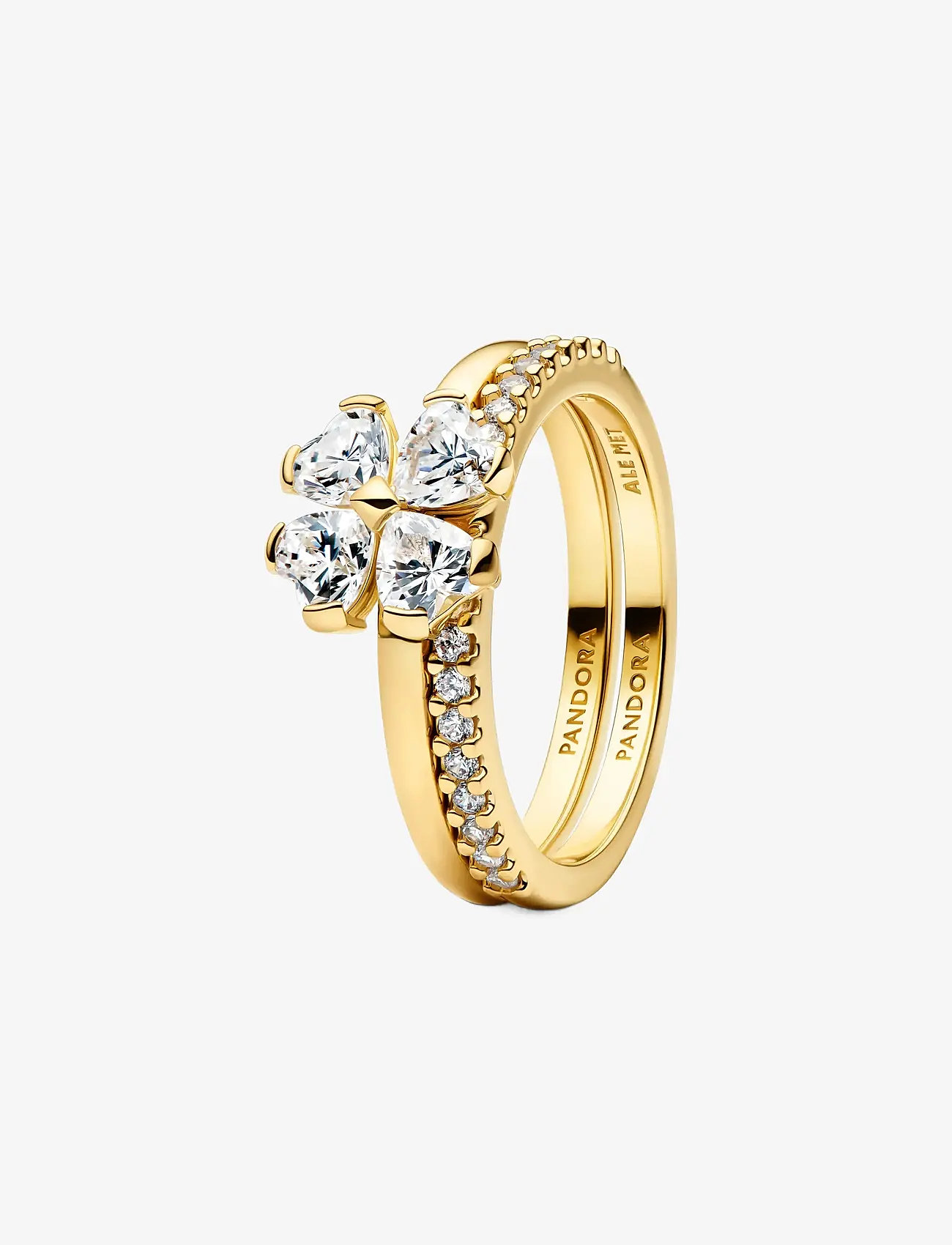 Pandora - Sparkling Lucky Clover Splittable Ring - ringe - clear - 1