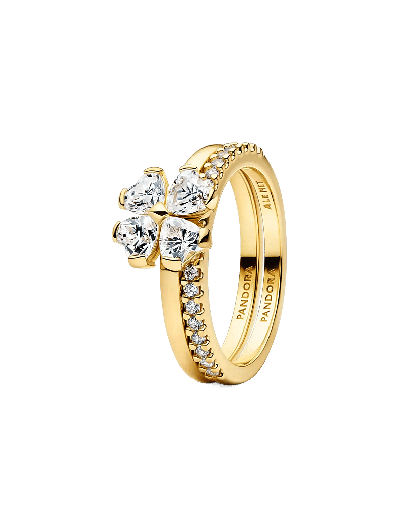 Pandora - Sparkling Lucky Clover Splittable Ring - ringe - clear - 1