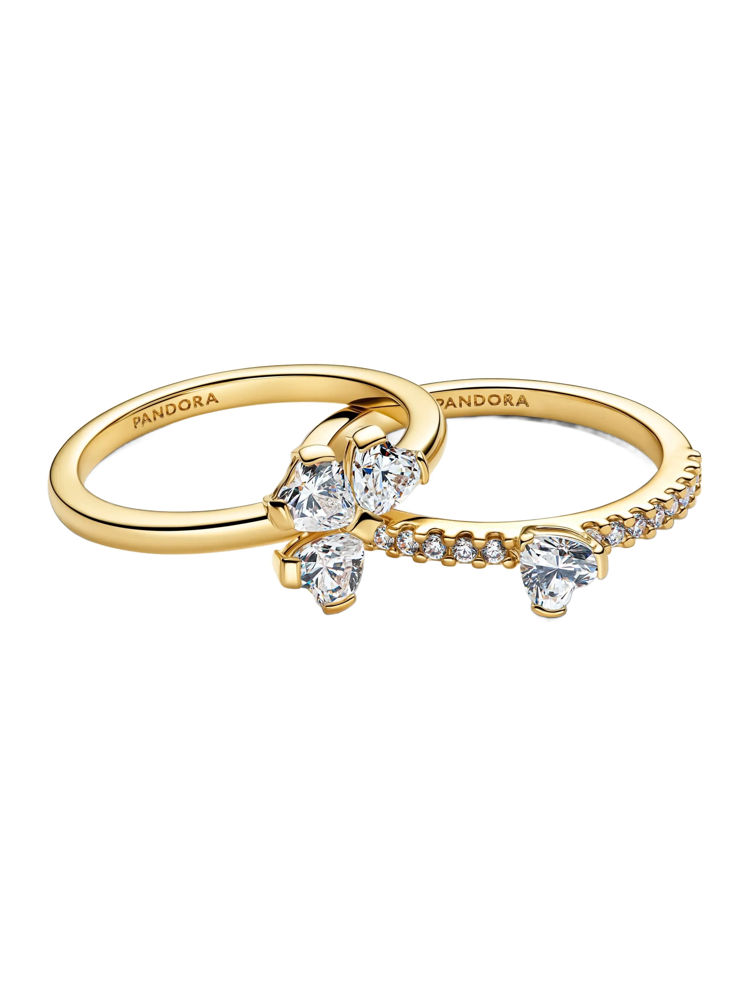 Pandora - Sparkling Lucky Clover Splittable Ring - rings - clear - 2