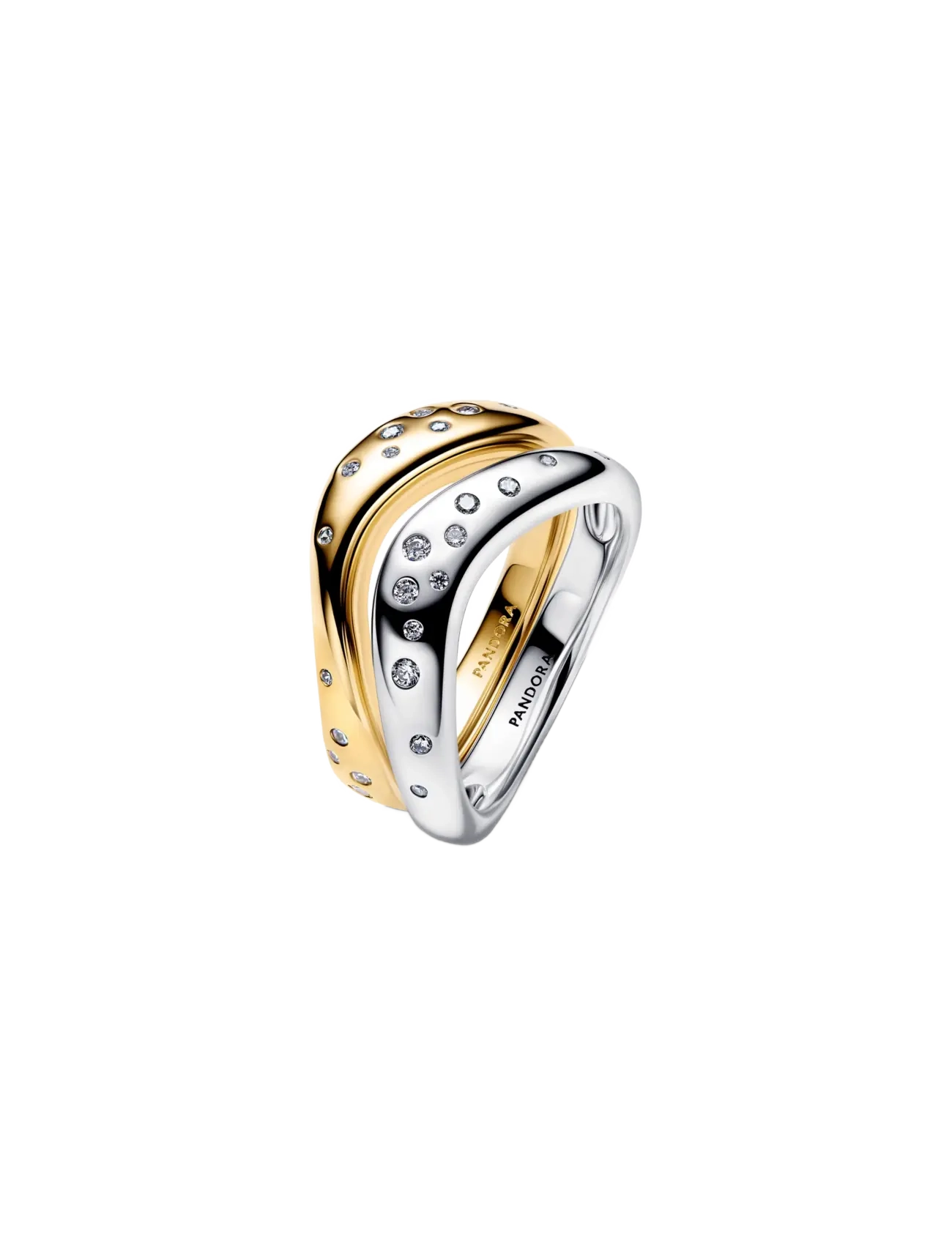 Pandora Organically Shaped Two-Tone Stacking Rings - Jewellery - CLEAR / undefined