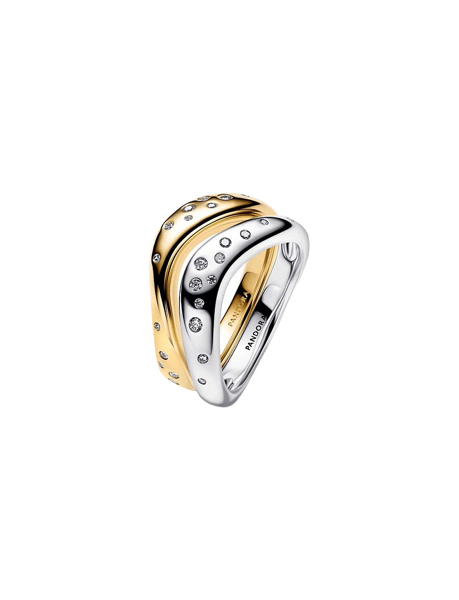 Pandora - Organically Shaped Two-Tone Stacking Rings - ringe - clear - 1