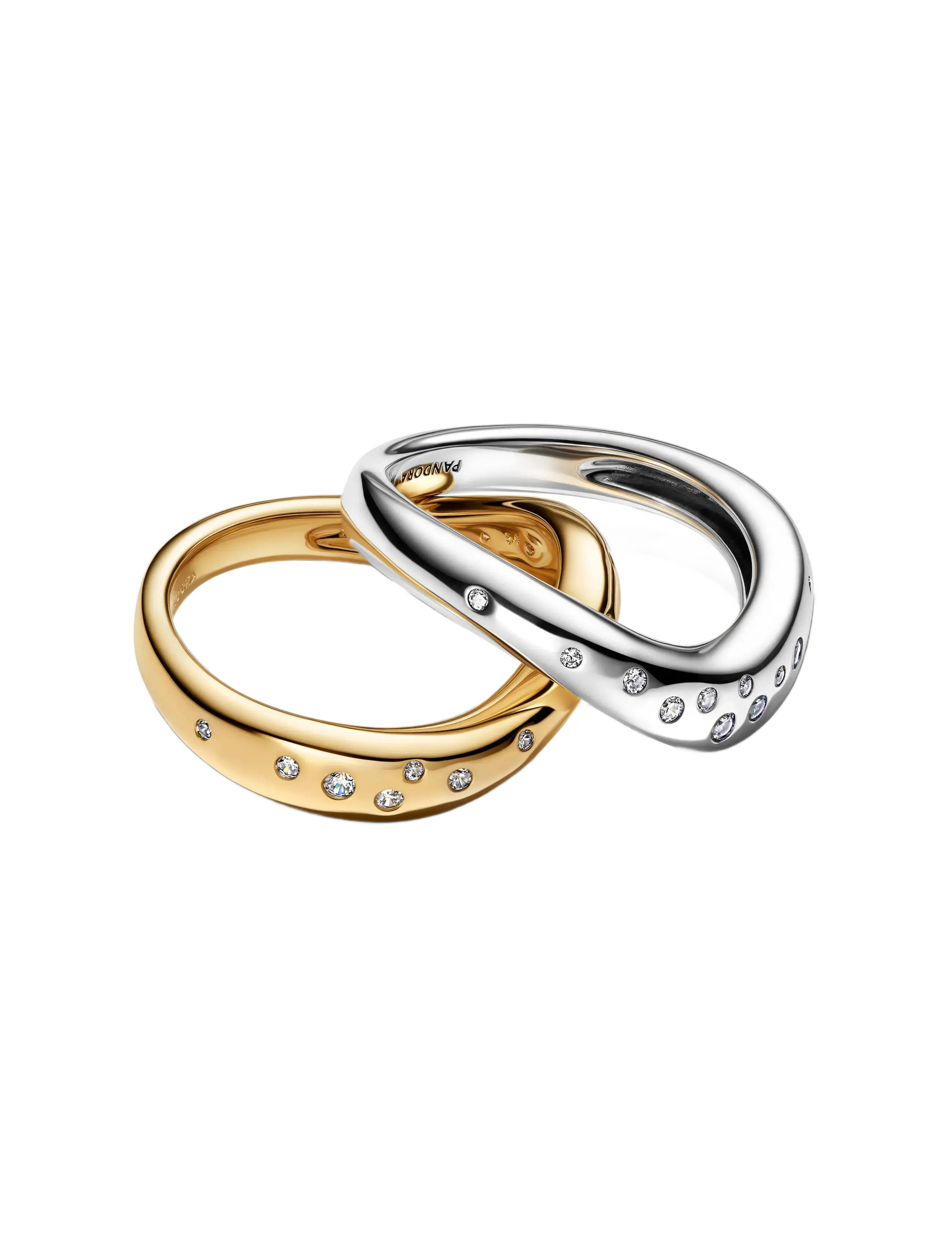 Pandora - Organically Shaped Two-Tone Stacking Rings - ringe - clear - 2