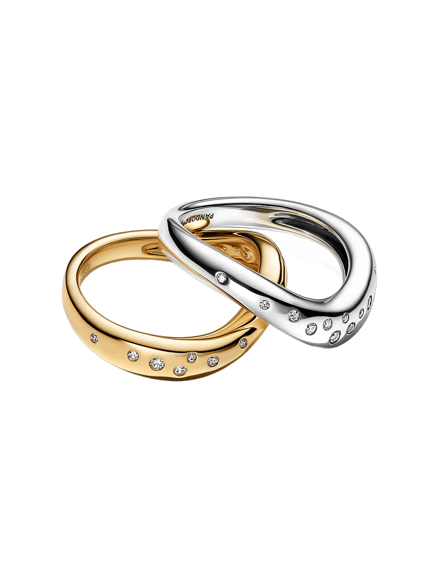 Pandora - Organically Shaped Two-Tone Stacking Rings - ringe - clear - 2