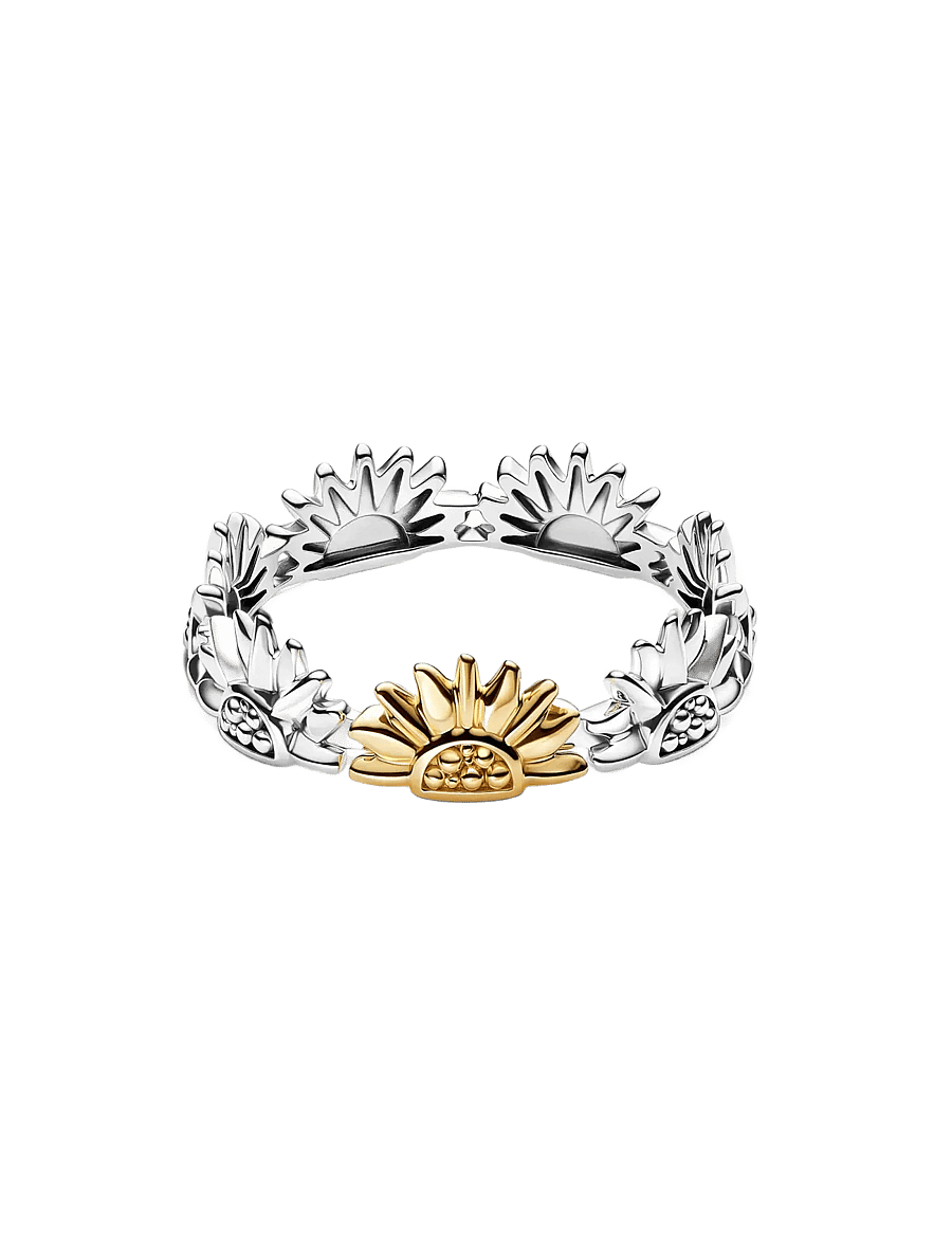 Pandora - Sunflower Two-Tone Band Ring - ringe - no color - 2