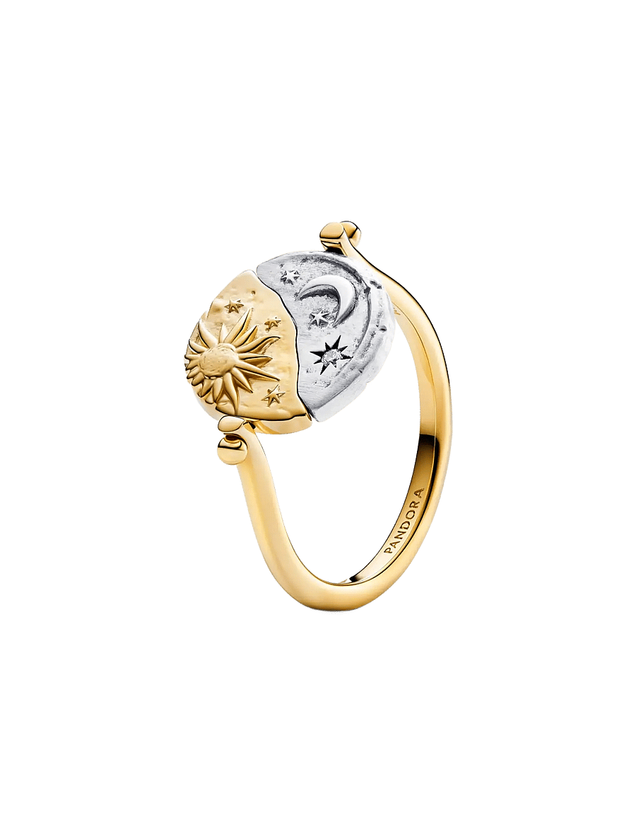 Pandora - Sun & Moon Reversible Medallion Ring - ringe - clear - 1
