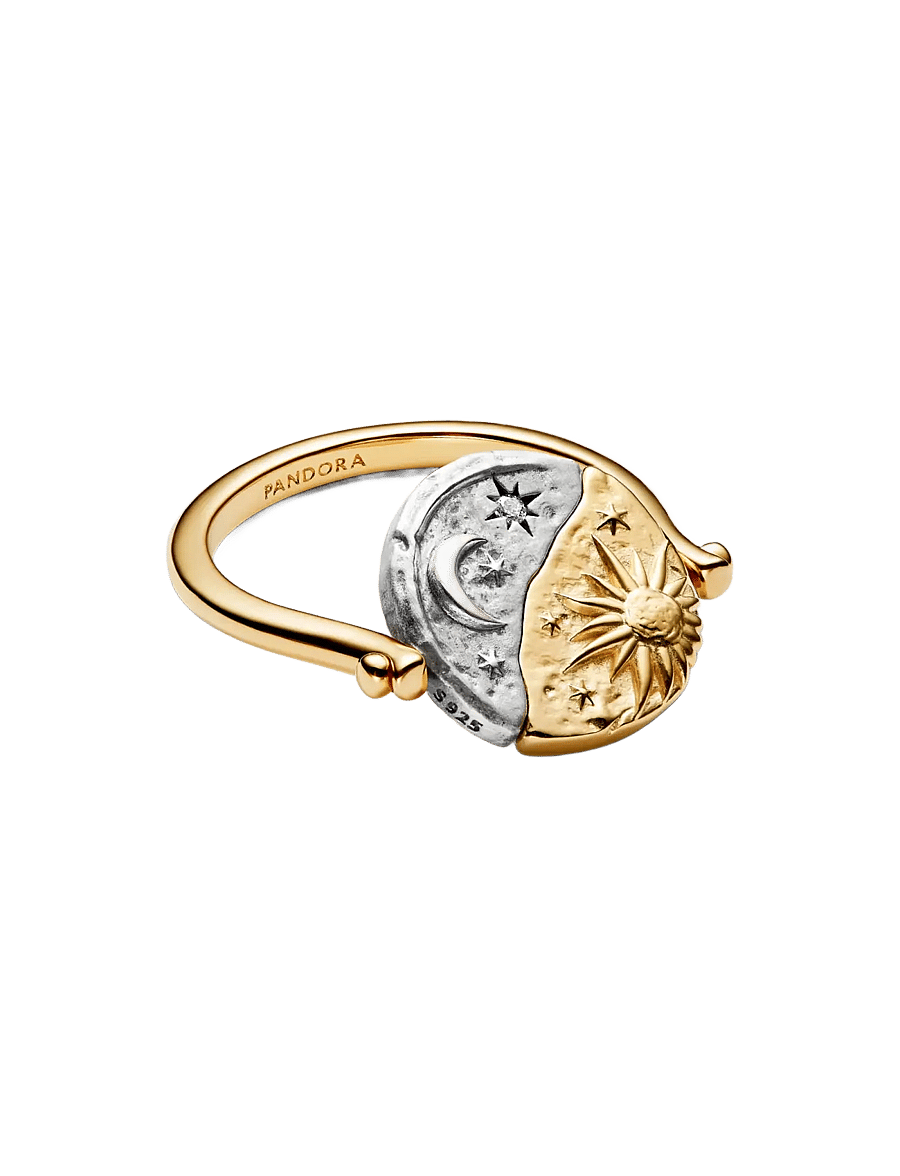 Pandora - Sun & Moon Reversible Medallion Ring - ringe - clear - 2