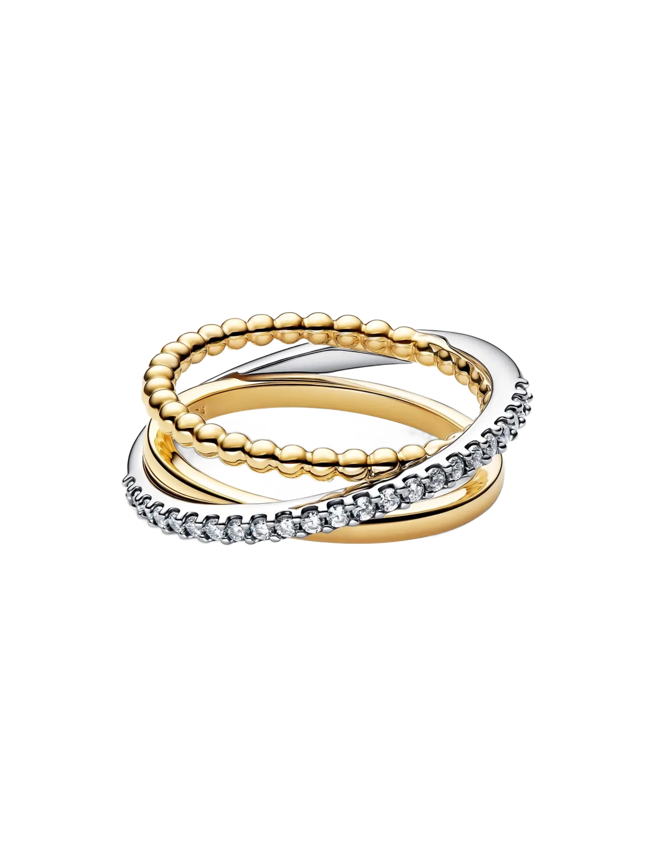 Pandora - Crossover Beads & Pavé Triple Band Ring - clear - 2