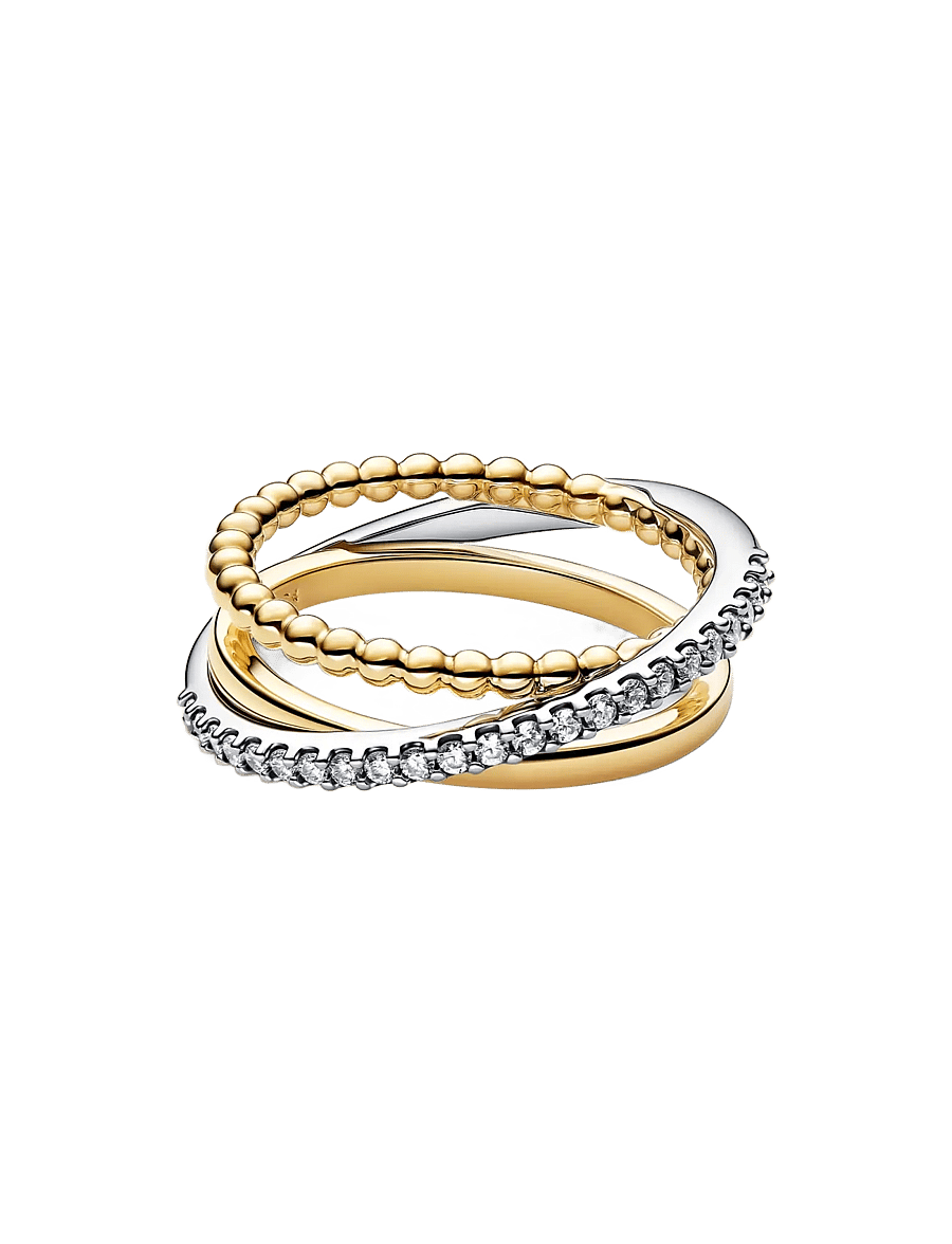 Pandora - Crossover Beads & Pavé Triple Band Ring - rings - clear - 2