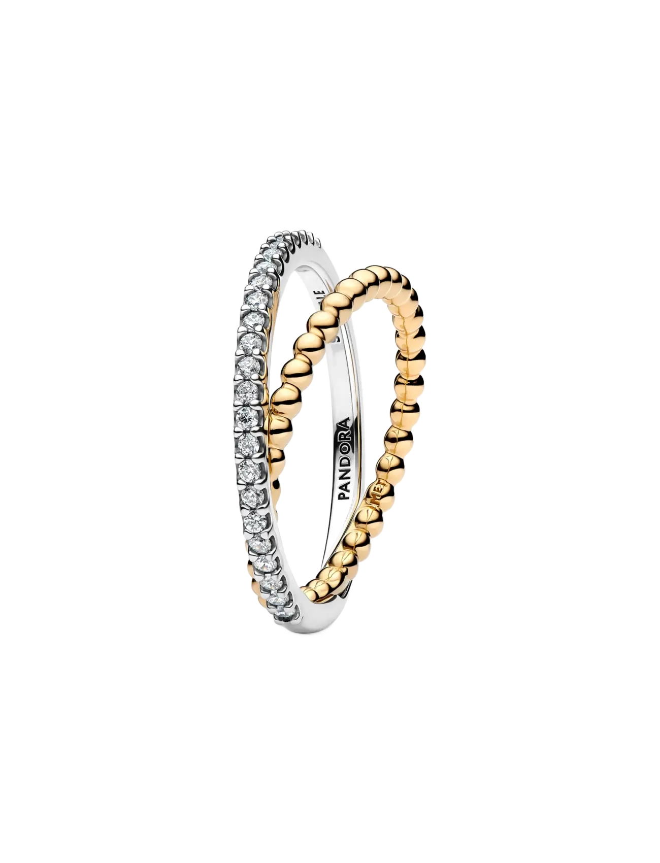 Pandora Crossover Beads & Pavé Double Band Ring - Basplagg - CLEAR / undefined