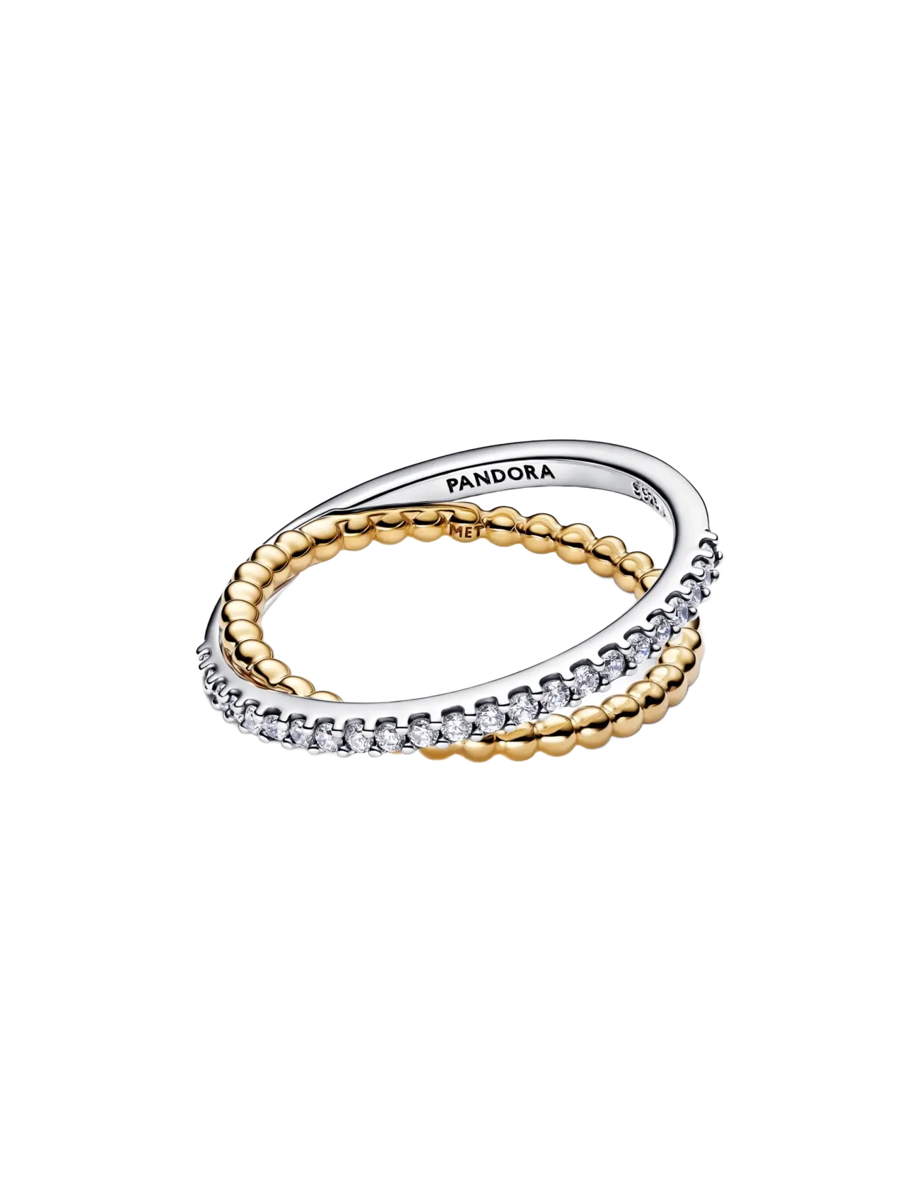 Pandora - Crossover Beads & Pavé Double Band Ring - clear - 2