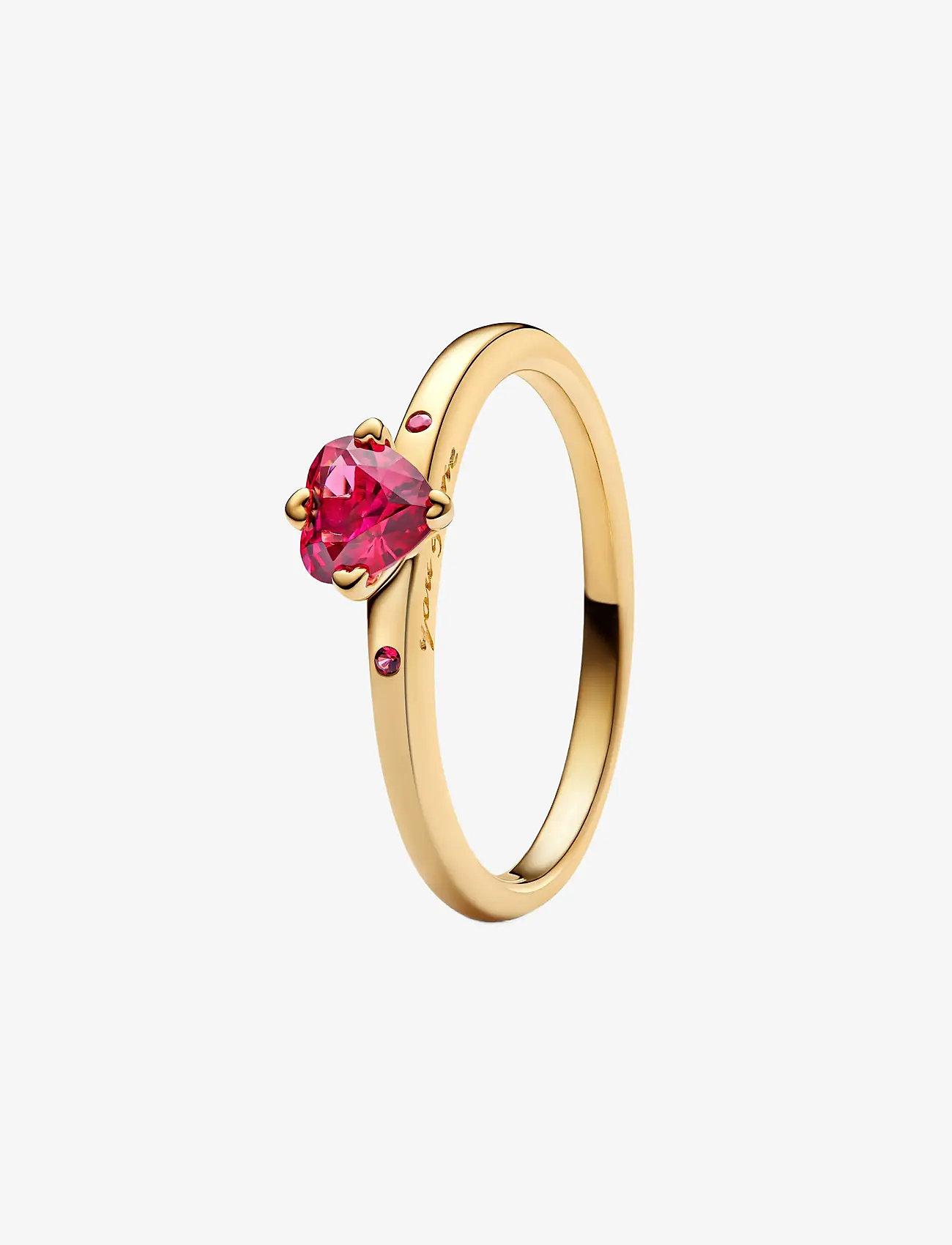 Pandora - Heart 14k gold-plated ring with cherries jubilee red crystal - ringar - red - 1