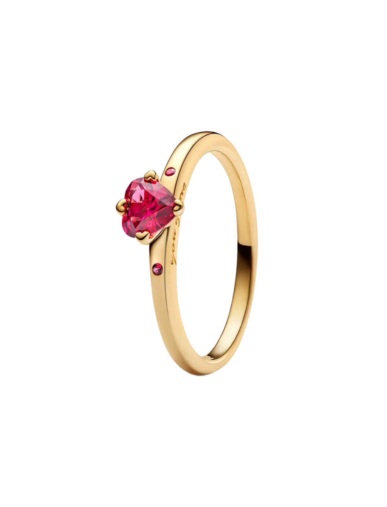 Pandora Heart 14k gold-plated ring with cherries jubilee red crystal - Pandora - RED / gold