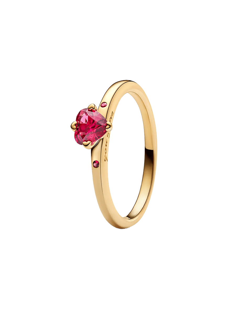Pandora - Heart 14k gold-plated ring with cherries jubilee red crystal - ringe - red - 1