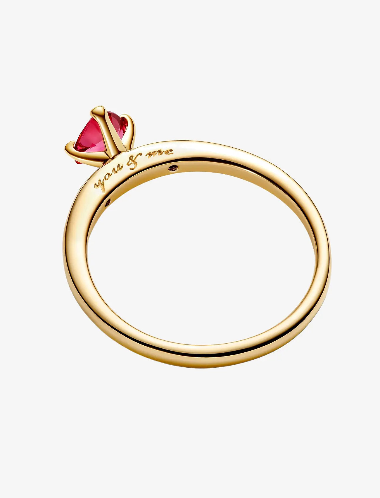 Pandora - Heart 14k gold-plated ring with cherries jubilee red crystal - ringar - red - 2