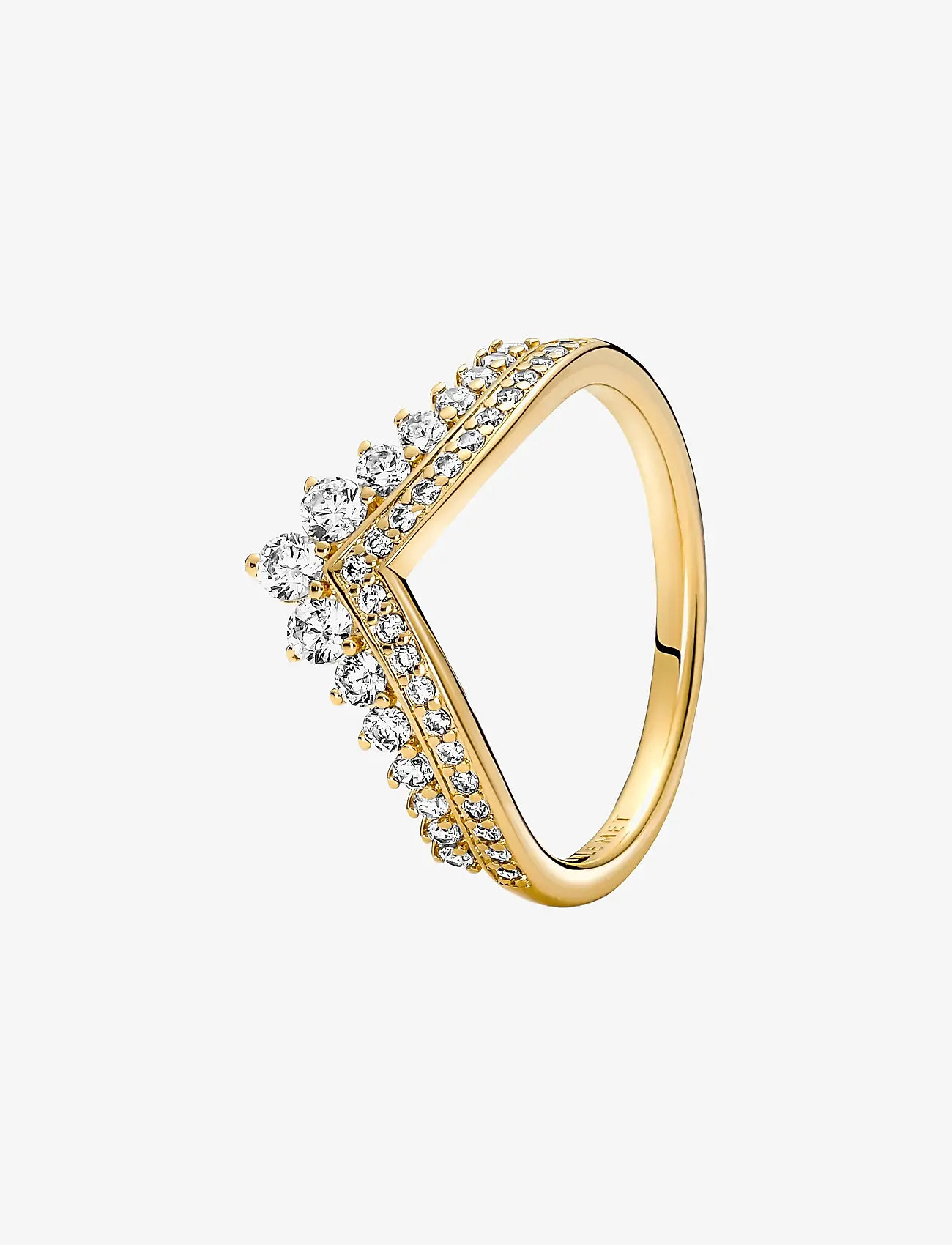 Pandora - Tiara wishbone 14k gold-plated ring with clear cubic zirconia - ringar - clear - 1