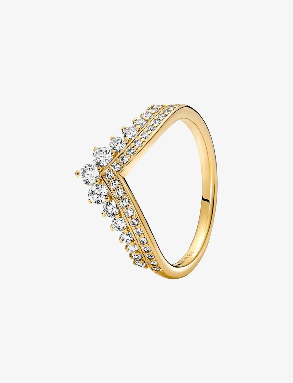 Pandora - Tiara wishbone 14k gold-plated ring with clear cubic zirconia - ringe - clear - 1