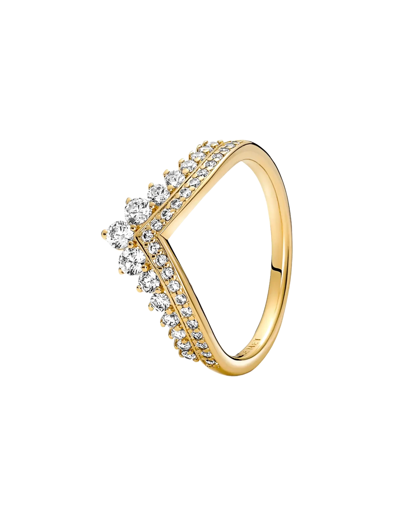 Pandora Tiara wishbone 14k gold-plated ring with clear cubic zirconia - Asusteet - CLEAR / undefined
